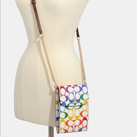 Coach Handbags - 💕Coach Rachael phone crossbody in rainbow signature canvas
